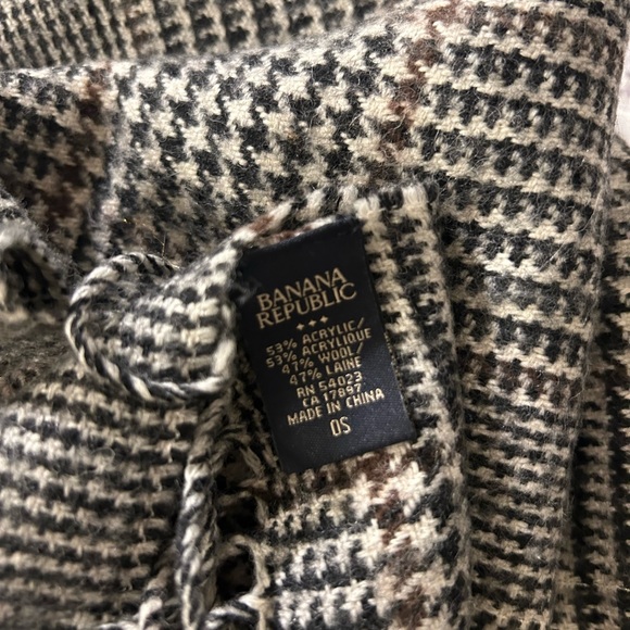 BANANA REPUBLIC PLAID MULTI COLORED WOOL BLEND MENS FRINGE CLASSIC SCARF - Picture 8 of 8